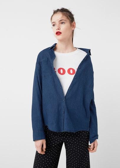 Mango Mango Linen-blend Denim Shirt