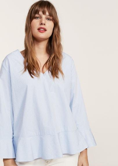 Violeta By Mango Violeta By Mango Striped Ruffled Blouse