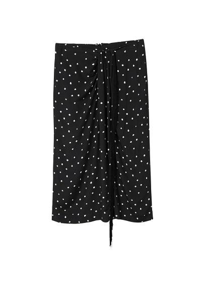 Mango Mango Fringed Detail Polka-dot Skirt