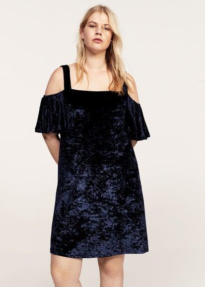Violeta By Mango Violeta By Mango Velvet Off-shoulder Dress