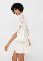 Mango Mango Flared Sleeves Guipur Dress