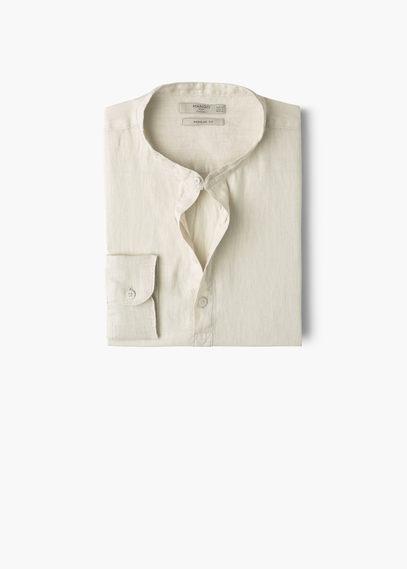 Mango Man Mango Man Regular-fit Mao Collar Linen Shirt