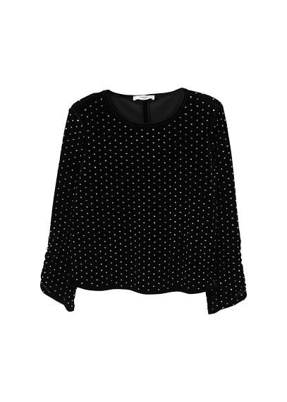 Mango Mango Rhinestone Velvet Blouse