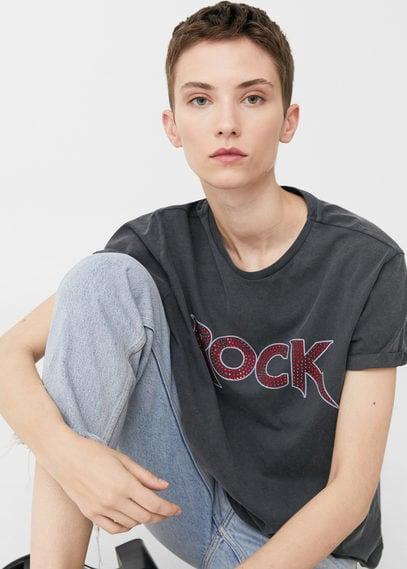 Mango Mango Rock Crystal-detail T Shirt