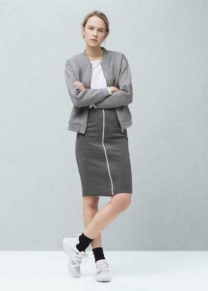 Mango Wool-blend Zip Skirt