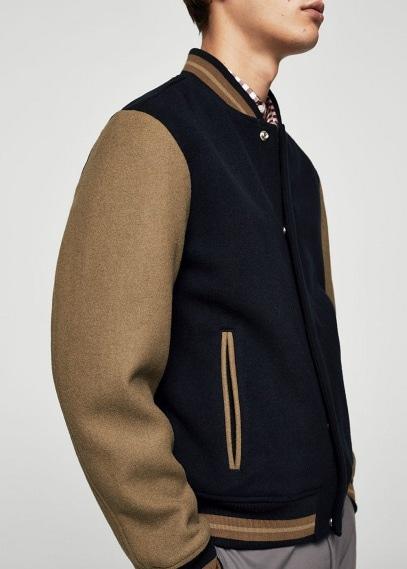 Mango Man Mango Man Bicolor Wool Bomber Jacket