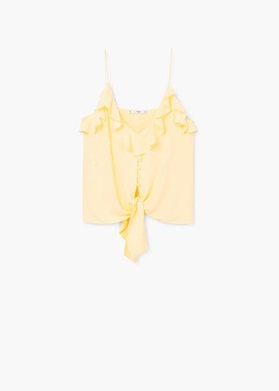 Mango Mango Ruffled Knotted Top
