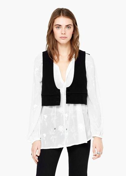 Mango Mango Embroidered Cotton Blouse