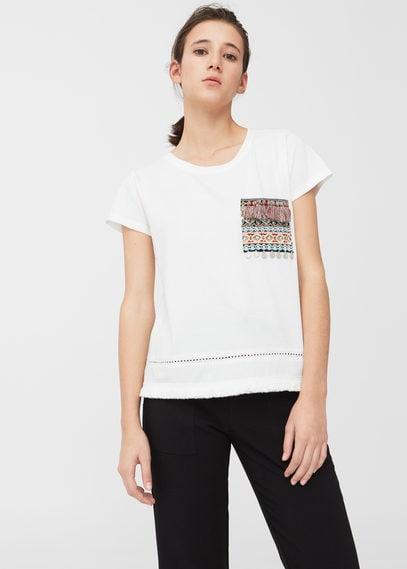 Mango Mango Embroidered Chest-pocket T Shirt
