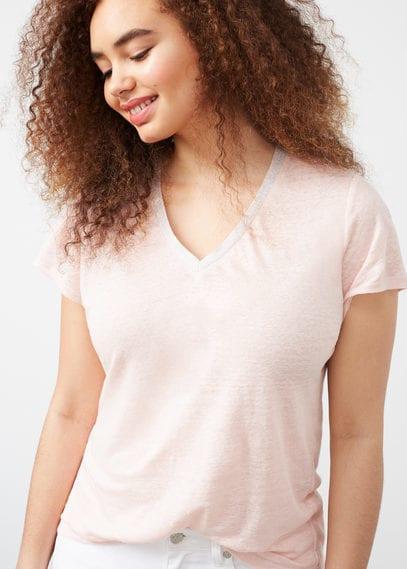 Violeta By Mango Violeta By Mango Flecked Linen-blend T Shirt