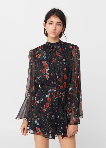 Mango Mango Floral Short Jumpsuit
