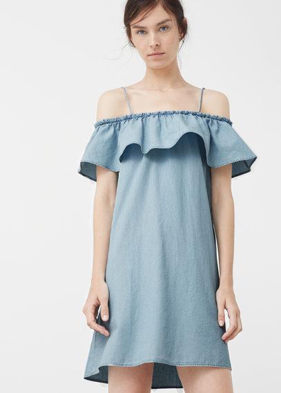 Mango Mango Frilled Denim Dress