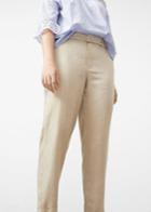 Violeta By Mango Violeta By Mango Herringbone-pattern Linen Trousers