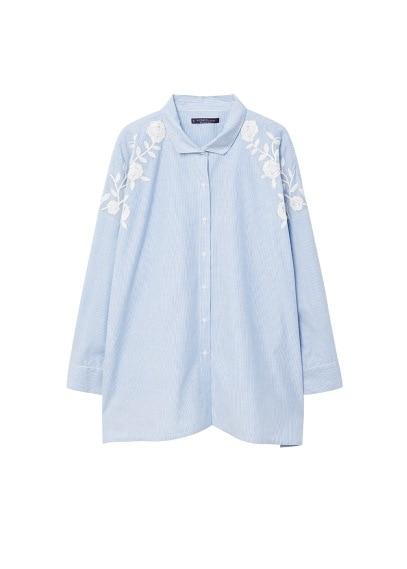 Violeta By Mango Violeta By Mango Embroidered Fine-stripe Shirt
