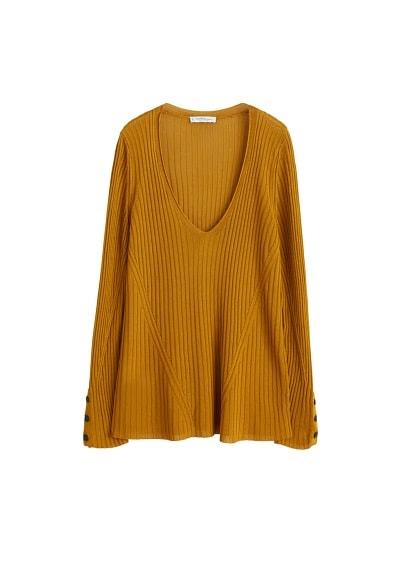 Violeta By Mango Violeta By Mango V-neck Ribbed Knit Sweater