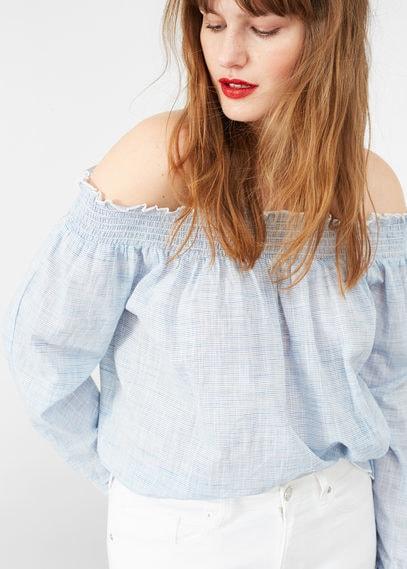 Violeta By Mango Violeta By Mango Striped Off-shoulder Blouse