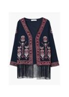 Mango Mango Fringed Embroidered Cotton Jacket