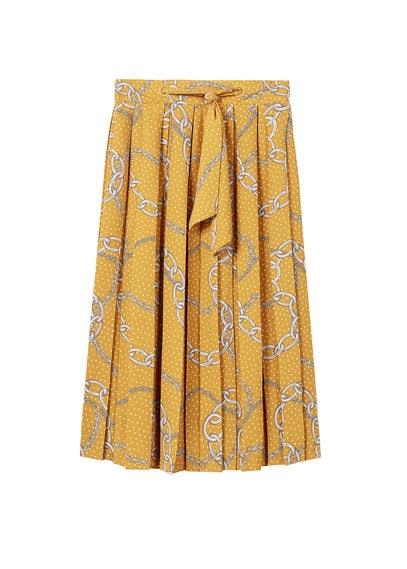 Mango Mango Chain Print Pleated Skirt