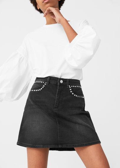 Mango Mango Studded Denim Skirt