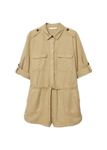 Mango Mango Shirt Collar Jumpsuit