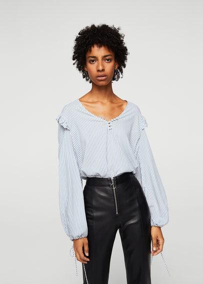 Mango Mango Striped Modal Blouse