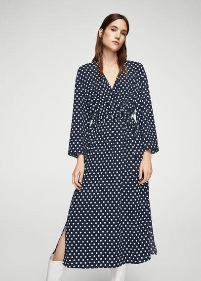 Mango Mango Wrap Polka-dot Dress