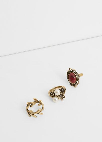 Mango Mango Pearly Bead Ring Set