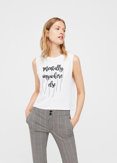 Mango Mango Embroidered Message T-shirt
