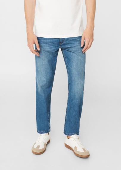 Mango Man Mango Man Regular-fit Medium Wash Leaf Jeans