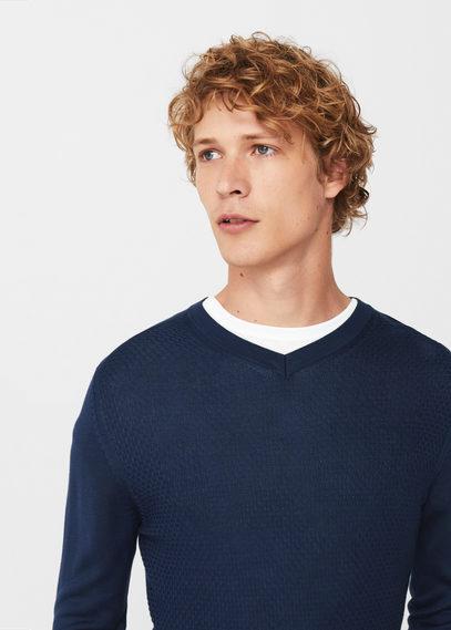 Mango Man Mango Man Textured Panel Sweater