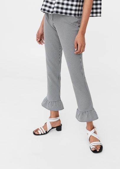 Mango Mango Ruffle Vichy Trousers