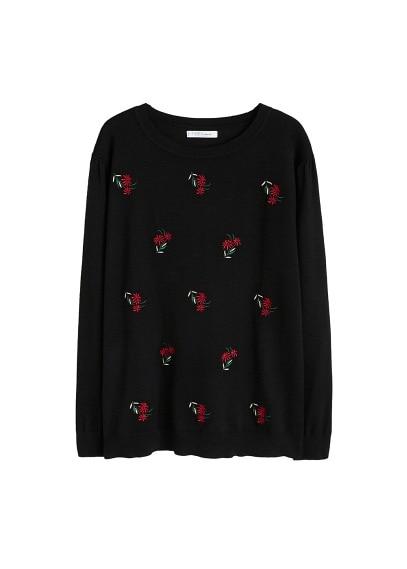 Violeta By Mango Violeta By Mango Flower Embroidered Sweater