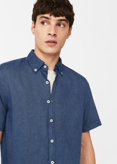 Mango Man Mango Man Slim-fit Short-sleeve Linen Shirt