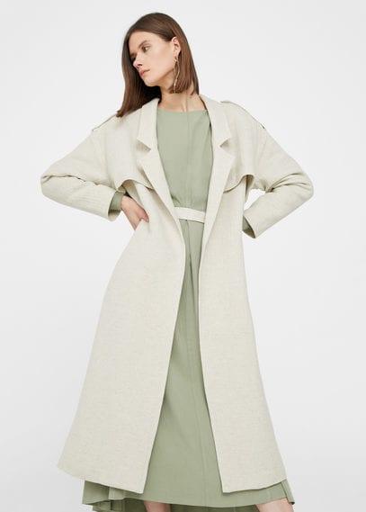 Mango Mango Cotton Linen-blend Trench