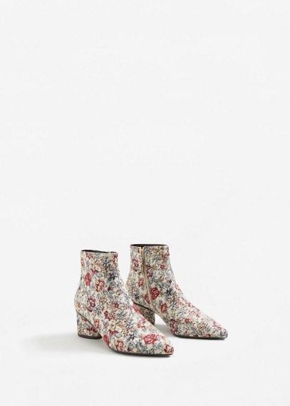 Mango Mango Floral Jacquard Ankle Boots