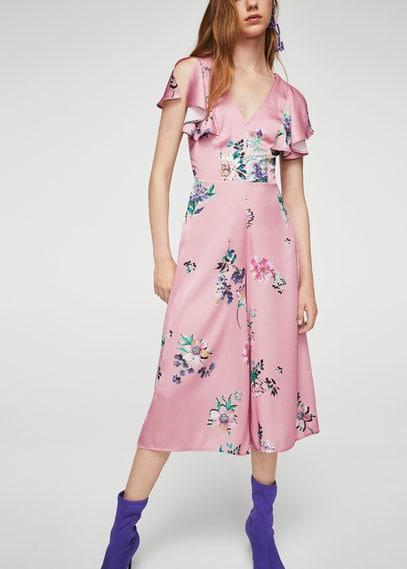 Mango Mango Ruffle Floral Jumpsuit