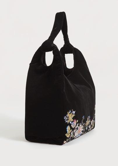 Violeta By Mango Violeta By Mango Floral Embroidery Velvet Bag
