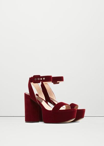 Mango Mango Platform Velvet Sandals