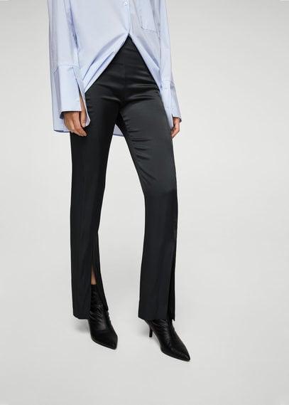 Mango Mango Side Slit Satin Trousers