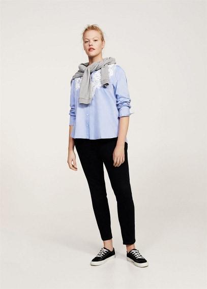 Violeta By Mango Violeta By Mango Lace Cotton-blend Shirt