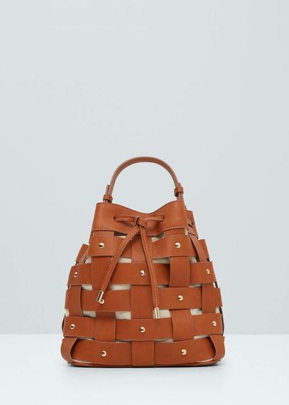 Mango Mango Woven Lattice Bucket Bag
