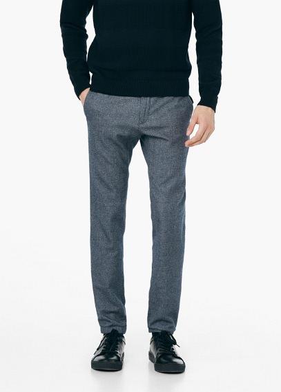 Mango Man Mango Man Cuffed Hem Cotton-blend Trousers