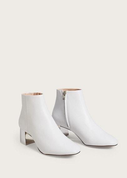 Violeta By Mango Violeta By Mango Metallic Heel Leather Ankle Boots
