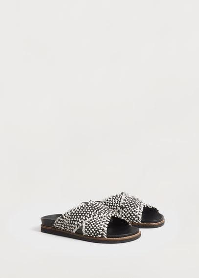 Violeta By Mango Violeta By Mango Leather Braided Sandal