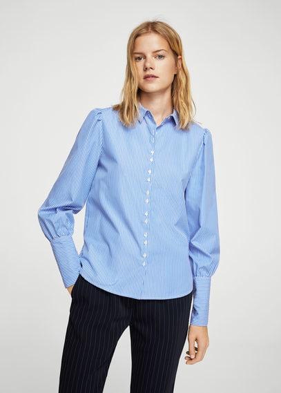 Mango Mango Puffed Sleeves Striped Shirt