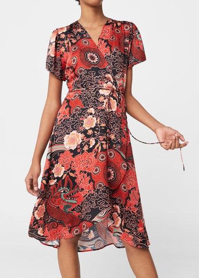 Mango Mango Print Wrap Dress