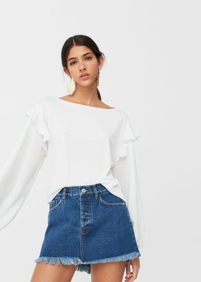 Mango Mango Frayed Edges Denim Skirt