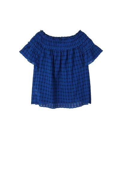 Violeta By Mango Violeta By Mango Check Off-shoulder Blouse