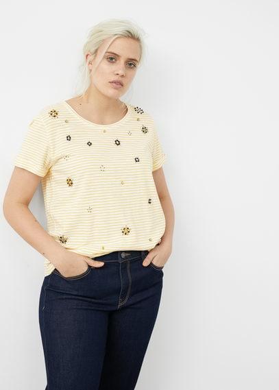 Violeta By Mango Violeta By Mango Embroidery Beaded T-shirt