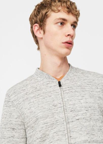 Mango Man Mango Man Textured Cotton Bomber Jacket